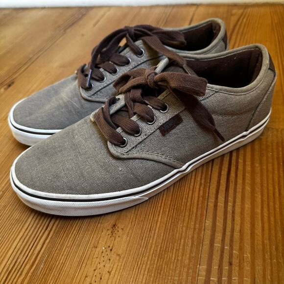 Vans brown canvas leather low top sneaker SIZE 10 - Picture 5 of 6